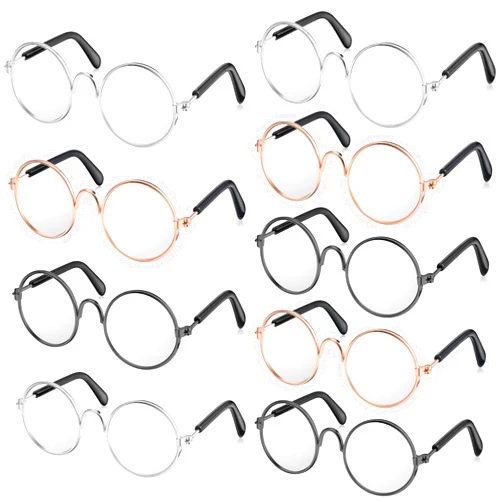 ZJoey 9 Pairs Doll Glasses Metal Wire Rim Clear Lens Eyewear Fabric Doll Dress Up Eyeglasses Mini Dolls Costume Accessories for 18 Inch and Other Item Dolls (6 Pcs 3.14 Inch, Fit for 18 Inch Doll)