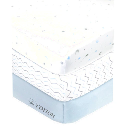 American Baby Company 3 Pack 100% Natural Cotton Fitted Mini Crib Sheets 38