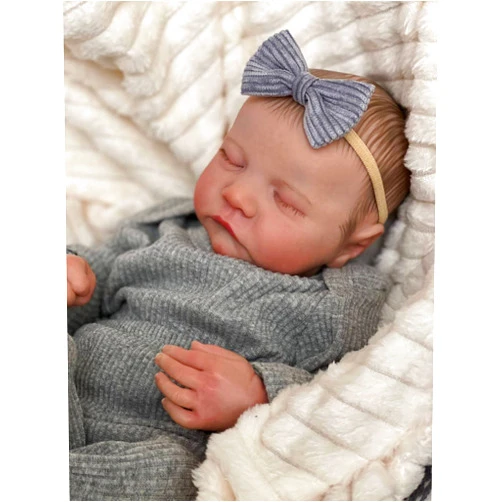 FOCKOF Lifelike 17-Inch Reborn Baby Girl Doll - Realistic Newborn Vinyl Baby with Full Body for Kids Age 3+