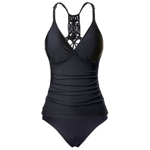 Holipick Tummy Control Two Piece Tankini Set Swimsuits for Women V Neck Tankini Top Bathing Suits with Swim Bottom