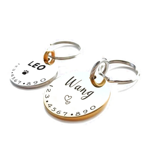 Acatinthetree Cats Dogs ID Tags Personalized Lovely Symbols Pets Collar Name Accessories Simple Custom Engraved Supplies for Small Four Legged Child Necklace Chain Anti-Lost Shiny Stainless Steel 316L Charm