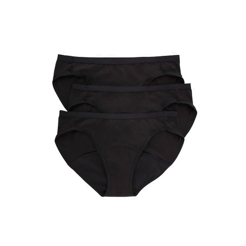 Hanes Women's Comfort Period Moderate Bikini Panty, 42FDM3, BLK/BLK/BLK, 6