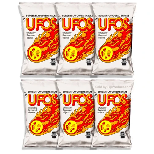 FIJIAN MADE Fiji UFO'S - Burger Flavored Snacks (VALUE Pack Of 6 x 100g EA) So Tasty & Crispy Burger Flavor ...