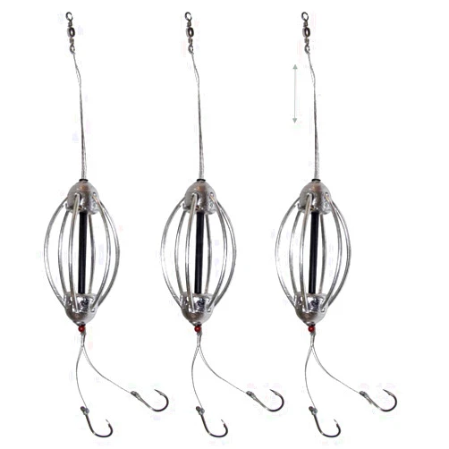 Elfishes Design 3pcs Carp Cask Bait Fishing Feeder 1.4oz Fishing Rig Hooks #4 Inline Fishing Tackle