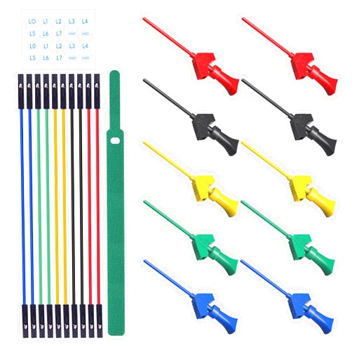 Goupchn 10PCS SMD IC Test Hook Clips with Silicone Jumper Wires Test Leads Kit for Logic Analyzer 5 Colors