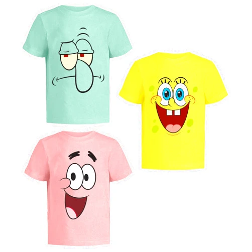 Nickelodeon Spongebob Squarepants Graphic T-Shirt (Sets) Patrick Star Squidward Plankton Gary Outfit Tee Toddler/Birthday to Kids Clothes