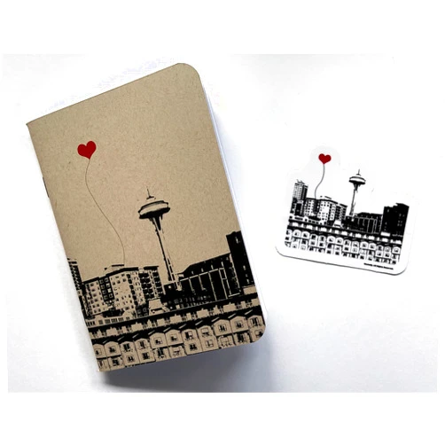 Noteify Seattle Space Needle pocket notebook and sticker gift set