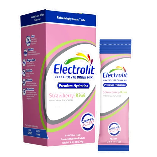 Electrolit Electrolytes Powder Packets, Strawberry Kiwi 8 Pack, Powdered Hydration Packets for Dehydration & Rehydration, Post Workout Flavored Hydrating Drink Mix, Gluten Free Water Enhancer Sticks
