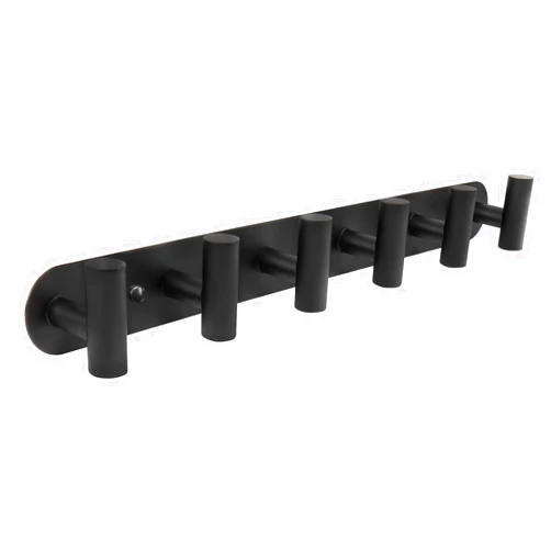 Vanloory Coat Hook Rack, Wall Mounted Coat Rack with 6 Hooks, Heavy Duty Towel Hooks Rack Wall Hooks for Hanging Clothes Jacket, Stainless Steel Coat Hanger for Bathroom Entryway Mudroom(Matte Black)