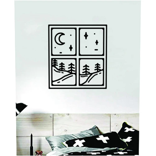 Boop Decals Adventure Window Wall Decal Sticker Vinyl Art Bedroom Room Decor Teen Boy Girl Kids Baby Nursery Travel Wanderlust Explore Hike Camp Stars Moon Mountains Playroom School