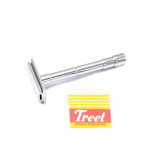 OdontoMed2011® Double Edge Safety Razor Stainless Steel Manual Traditional Shaving Razors with 5 Pcs Razor Blades BTS-306