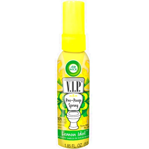 Air Wick V.I.P. Pre-Poop Toilet Spray, Up to 100 uses, Contains Essential Oils, Lemon Idol Scent, Travel size, 1.85 oz, Holiday Gifts, White Elephant gifts, Stocking Stuffers