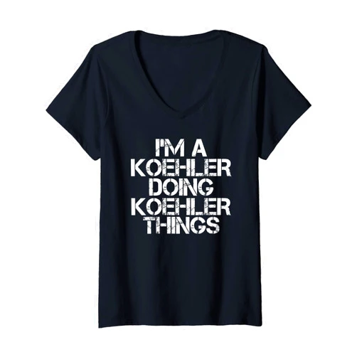 Sarcastic Personalized Last Name Christmas Team Womens KOEHLER Funny Surname Family Tree Birthday Reunion Gift Idea V-Neck T-Shirt