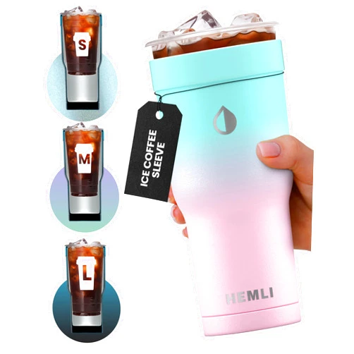 Hemli Universal Ice Coffee Sleeve Insulator - Insulated Iced Coffee Holder To Go, Insulated Cup Holder for Starbucks Dunkin Donuts McDonalds, Reusable Coffee Sleeve