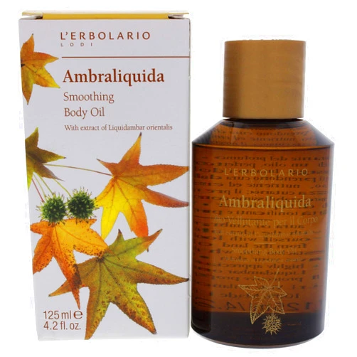 L'Erbolario L’Erbolario Ambraliquida Smoothing Body Oil - Firming, Anti-Aging, Dry Skin Moisturizer - Massage and Vitamin E Oil with Liquidambar Extract - 4.2 oz
