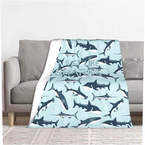 YIDWE Cozy Shark Blanket Kids, Ocean Animal Printed Blankets for Boys Girls, Throw Blanket for Kid, for Shark Lovers, Shark Themed Gifts