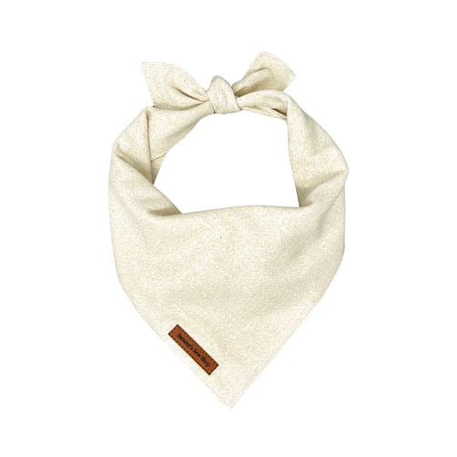 Sammy's Sew Shop Sammy’s Sew Shop Cream Fall Flannel Dog Bandana – Cream Herringbone Pet Bandana, Tie Back, Premium Fabric, Unique Design, Handmade in The USA, (X-Large, Cream)
