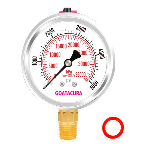 GOATACURA 0 to 5000psi Glycerin Filled Pressure Gauge, 2.5
