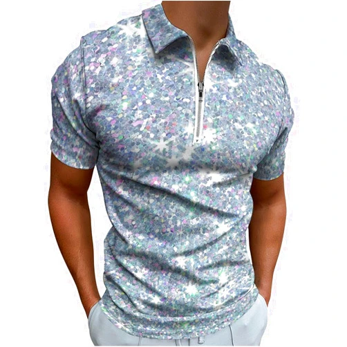 PPIKTC Mens Golf Shirt Moisture Wicking Quick-Dry Print Performance Polo Shirts for Men
