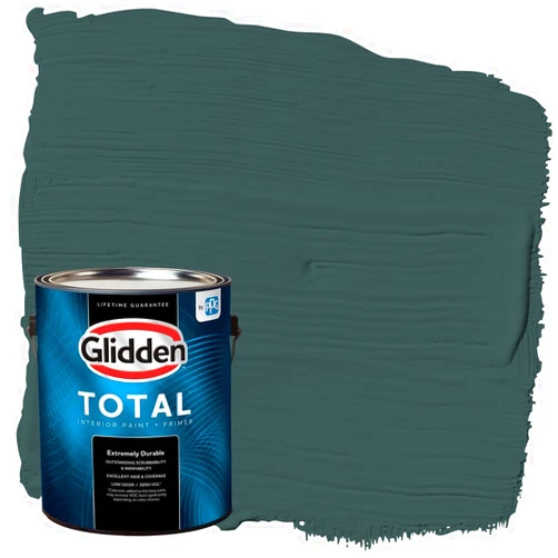 Glidden Total 1 gal. Night Watch/Aqua-Green Eggshell Interior Paint with Primer