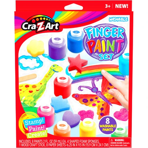 Larose Industries CRA-Z-Art Washable Finger Paint Set, 8 Colors Per Set, 2 Sets (Cza124064-2)