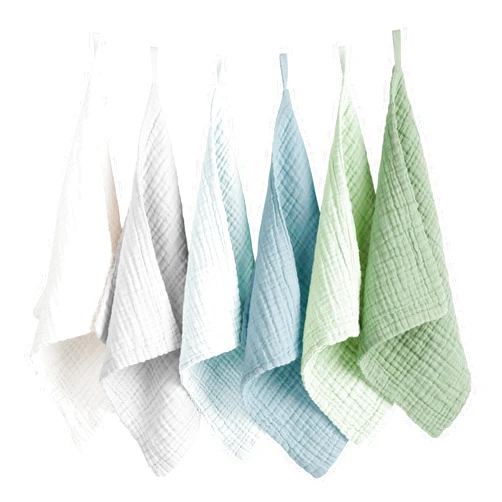 Konssy 6 Pack Baby Muslin Washcloths for Unisex 100% Cotton Wash Cloth Set for Baby Face Body Comfy and Soft for Newborn Infants Kids Girls and Boys