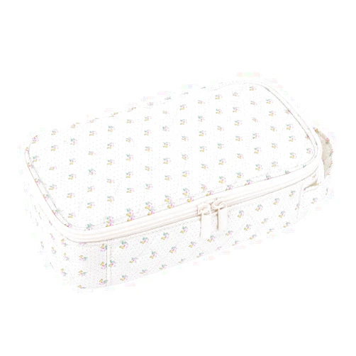 Lushandy Cute Pencil Case Aesthetic Pencil Pouch Large Pencil Box with Compartments College Office Quilted Floral Pen Bag