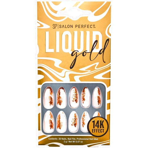Salon Perfect Liquid Gold Flake Nail 129 Press On Nail Set