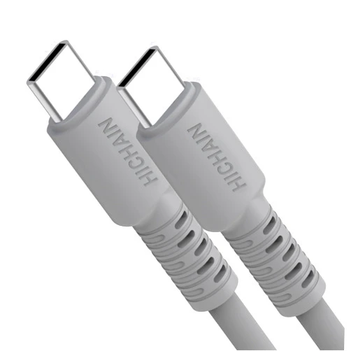 Hichain USB C Charger Cable Gray 6.5 ft, Type C Fast Charging Cord 100W Silicone Data Sync USB C to USB C Cable for Phone Samsung Galaxy Pixel Xiaomi PS5 JC-CCG6.5