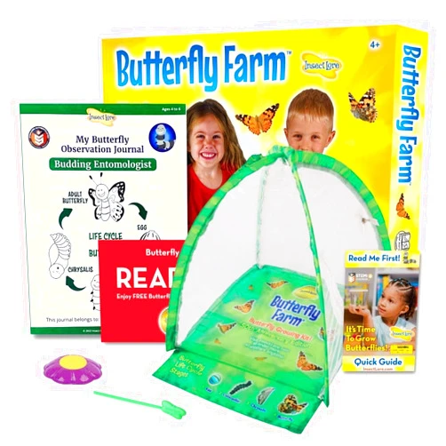 Insect Lore Butterfly Garden with Pre-Paid Voucher to Redeem Caterpillars - Ultra-Clear Dome Habitat, STEM Journal, Chrys-A-Lid Holder - Give the Gift of Raising Painted Lady Butterflies