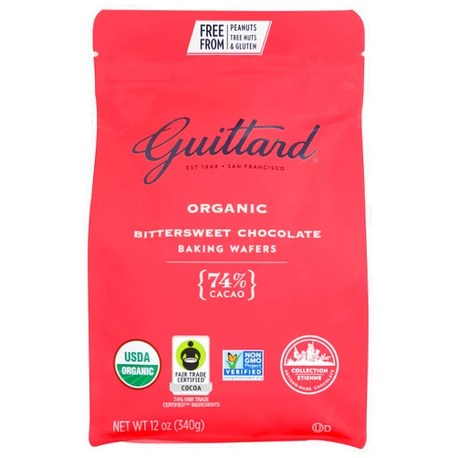 Guittard 74% Organic Bittersweet Chocolate Baking Wafers, USDA Certified Organic, Gluten Free & Non-GMO, 12 Oz (Pack of 8)