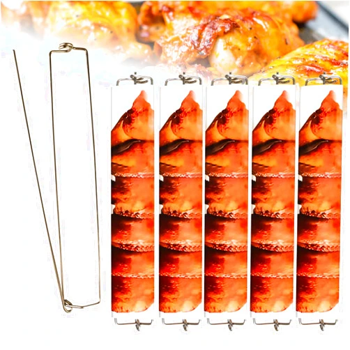ZIYIME 6 Pcs Wing Rails for Chicken Wings - Wing Rails For Grilling, Chicken Wing BBQ Fork, BBQ Grilling Sticks for Outdoor Picnic Camping Barbecue