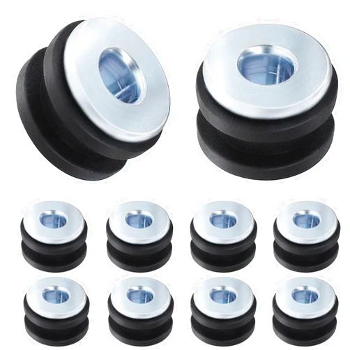 Amavoler Motorcycle M6 Rubber Grommets Bolt 10 pcs, Motorcycle Rubber + Steel Grommets Kit Replacement Accessories for Fairings Cowling (10)
