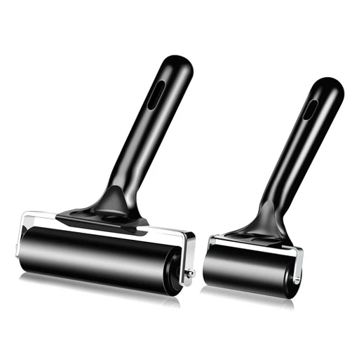 Lydia's Deal 2pc Rubber Brayer Rollers for Crafting – Hard Rubber Printmaking & Craft Roller for Ink, Glue, Stamping, Wallpaper & Boat Flooring Applications (Original Version, 4-Inch & 2.4-Inch, Black)