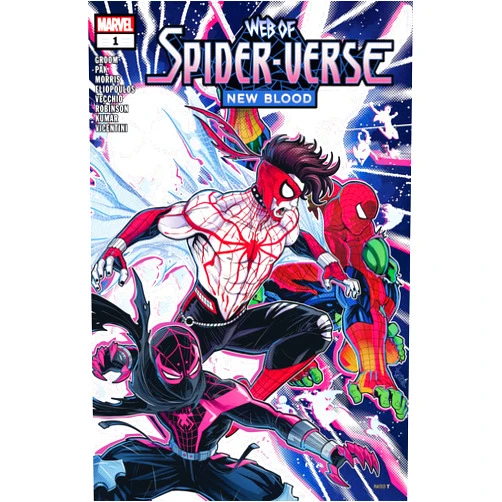 By Matthew Groom (Author), Greg Pak (Author), Jordan Morris (Author), Chris Eliopoulos (Author, Illustrator), Sumit Kumar (Illustrator), Luciano Vecchio (Illustrator, Cover Art), Alan Robinson (Illustrator), Federico Vicentini (Artist) & 4 more Format: Kindle Edition Web of Spider-Verse: New Blood (2025-) #1 (Web of Spider-Verse (2025-))
