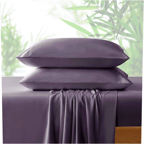 NATUREFIELD 4Pcs Cooling Sheets Set King Size Rayon Derived from Bamboo Bed Sheets Soft Breathable 1 Flat Sheet, 1 Fitted Sheet, 2 Pillowcases DarkGray