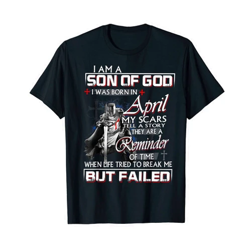 Knight Templar On The Darkest Hour Demons Come Knight Templar I'm A Son Of God April Christian Religious T-Shirt