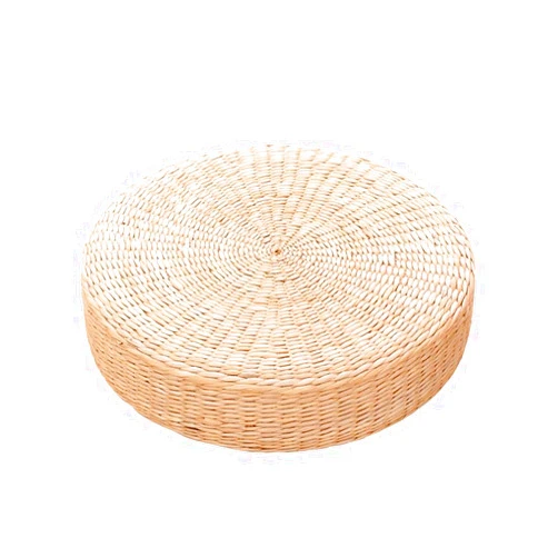 Jeerbly 11.8In/30CM Hand-Woven Natural Cattail Mat Cushion Pouf, Japanese Style Round Straw Seat Pad, Handmade Floor Pouf for Party Living Room Bay Window 1 Count (Kids)