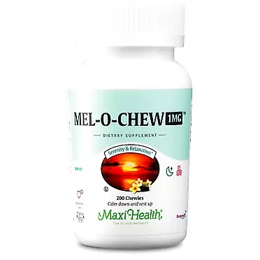 Maxi Health Mel-O-Chew Melatonin for Kids – 1mg Chewable Sleep Aid Tablets - Natural Supplement for Children and Adults - Helps Fall Asleep Faster and Stay Sleeping Longer (200 Count (Pack of 1))