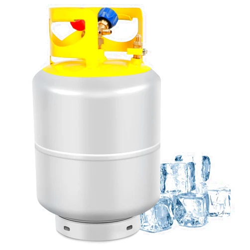 FAHKNS Recovery Tank, Reusable Cylinder Can 50 lb Double Valve HVAC Tank 1/4 SAE Y Valve Liquid/Vapor Reclaim Tank Gray Yellow Large Capacity Without Float Switch (Upgraded)