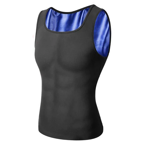 Viemahy Men's Heat Trapping Pullover Sweat Enhancing Vest - Sauna Suit Shirt Compression Vest Shapewear Top for Gym Excersize-BLUE