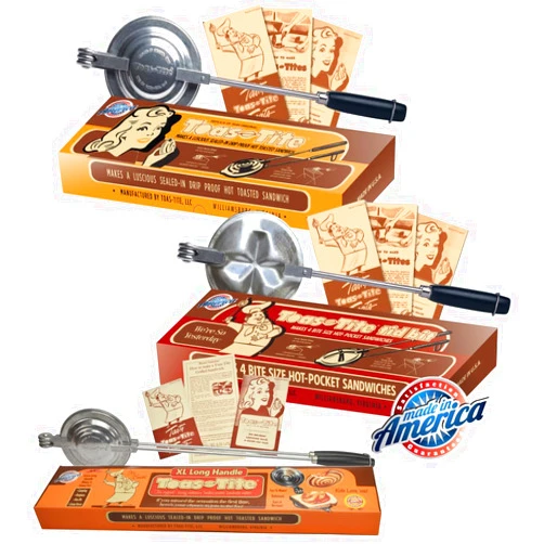 Toas-Tite Sandwich Grill 3-Pack | Handheld Sandwich Maker & Panini Press, Portable Cast Aluminum Pie Iron for Hot Sandwiches, Pockets & Snacks | Stovetop, Grill, RV Camper & Campfire Cooking Tool