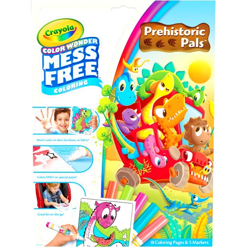 Crayola Color Wonder Prehistoric Pals, Dinosaur Coloring Pages, Mess Free Coloring for Toddlers, Dinosaur Toys, Toddler Easter Basket Essentials & Gifts