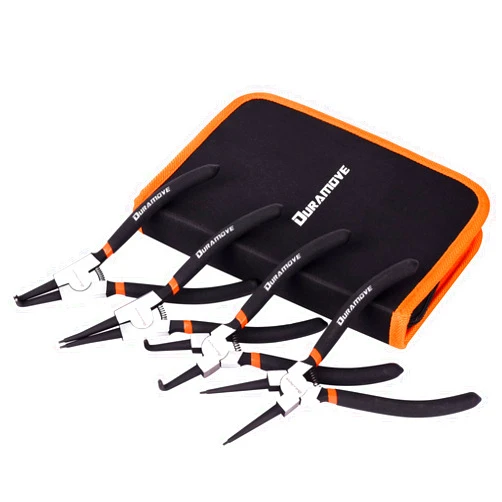 DURAMOVE 4 Piece 7 Inch Enternal/External Snap Ring Pliers Set,Heavy Duty Cr-v Steel Straight/Bent Jaw For Ring Remover Retaining