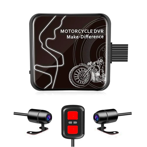 VSYSTO D6WL Motorcycle Dash Cam Front and Rear Dual 1080P Waterproof Cameras with WiFi App Control G-Sensor Loop Recording 256GB Support