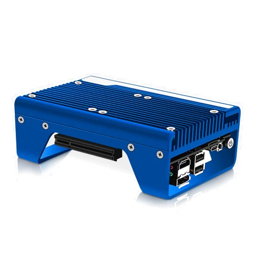 StoneStorm Fanless Mini PC Dual i226-V 2.5GbE, Core i3 N305 Firewall Micro Computer for DIY/3D Printing/Network Security, DDR5 RAM M.2 NVMe, Expandable PCI-e x8(PCle3.0 x4), Quadruple Display (Blue, Barebone)