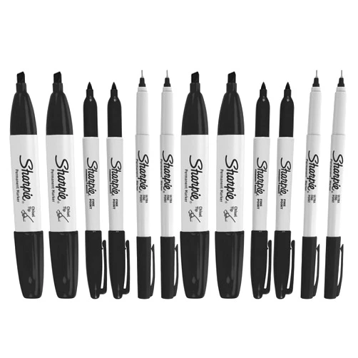 Sharpie Permanent Markers, 6 Pack Assorted Sizes, Ultra Fine Tip, Fine Tip and Chisel Tip Permanent Markers - Black Pack of 2