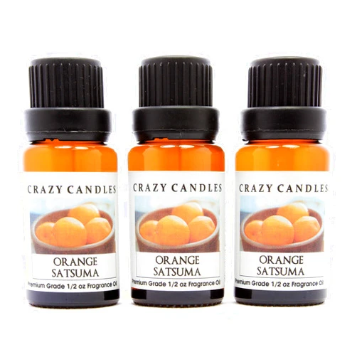 Crazy Candles Orange Satsuma (Made in USA) 3 Bottles 1/2 Fl Oz Each (15ml) Premium Grade Scented Fragrance Oil (Zesty Aroma of Pineapple, Grapefruit and Apple)