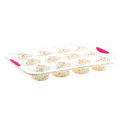 Trudeau - 5118553 Trudeau Structured Silicone Muffin Pan, 12 Cup, Confetti/Fuschia