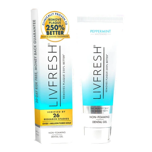 LIVFRESH Toothpaste Gel, Clinically Proven to Remove Plaque 250% Better, Improves Gum Health 190% Better, Prevents & Reduces Tartar, Peppermint